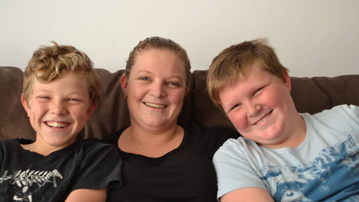 LIFESAVER: Jaiden, right, with his brother Ashton, 10, and mother Tracie Burns of West Nowra. 
