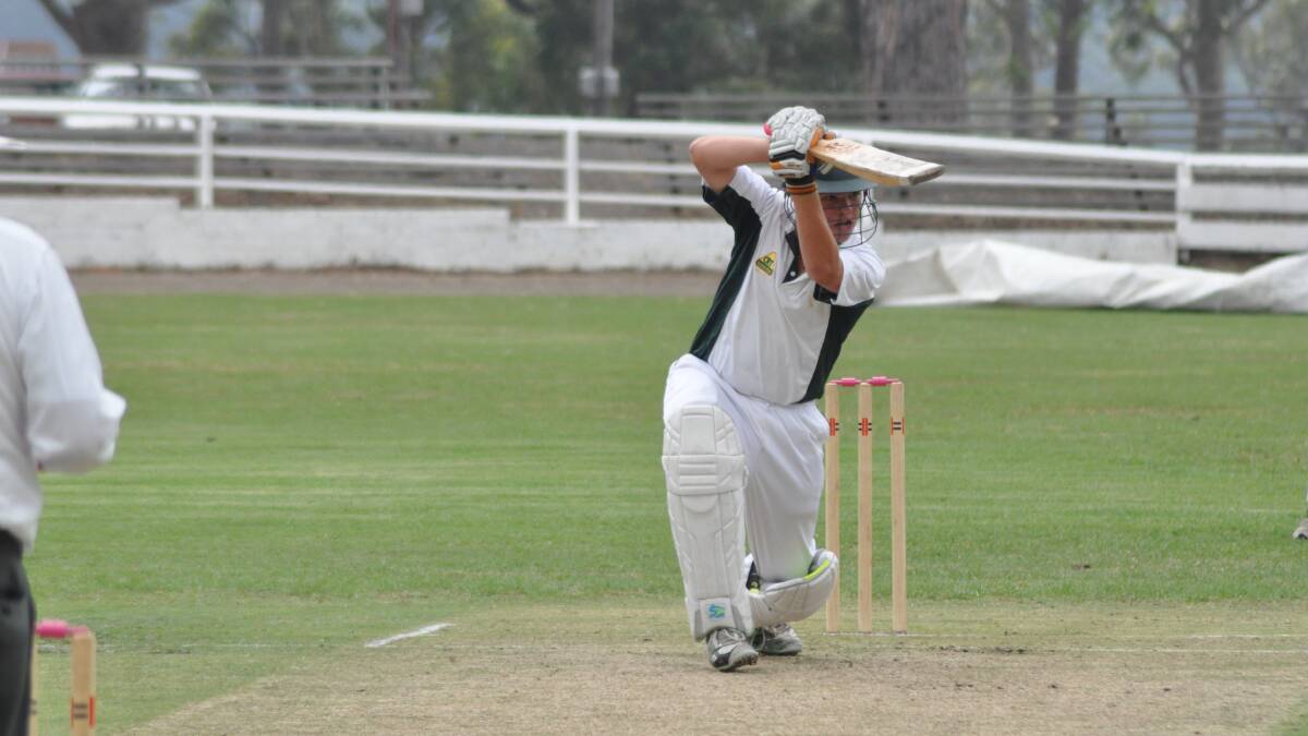 DRIVERS SEAT: Nowra’s Adam Ison plays a nice cover drive during his impressive innings against Batemans Bay on Saturday. Photo: PATRICK FAHY