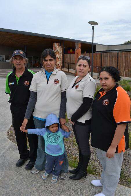 DISAPPOINTED: Arthur Stewart, Margaret Seymour with her grandson Andrew Williams, Cindy Holmes and Kiaya Stewart-Crossley are concerned for the future of Cullunghutti services and the families who access them after 50 per cent of funding was cut.