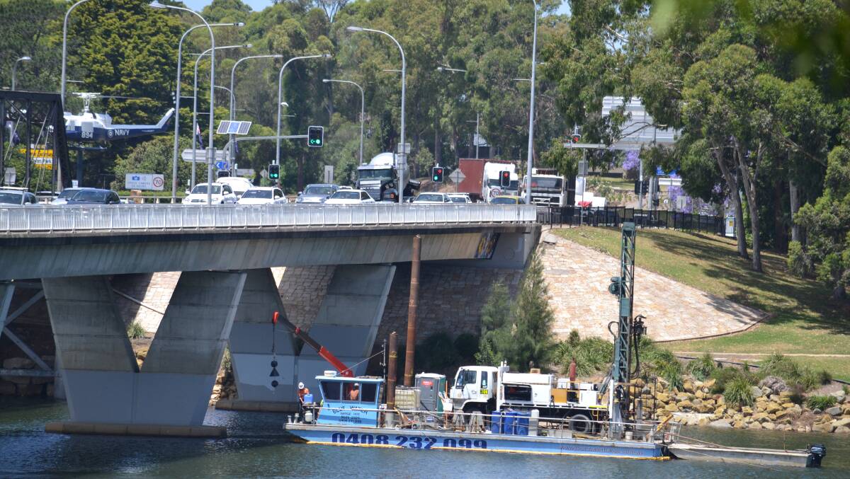 WHAT A BORE: A truck mounted drilling rig is being used to drill test holes into the bed of the Shoalhaven River for geotechnical investigations into the location of the new river crossing in Nowra.