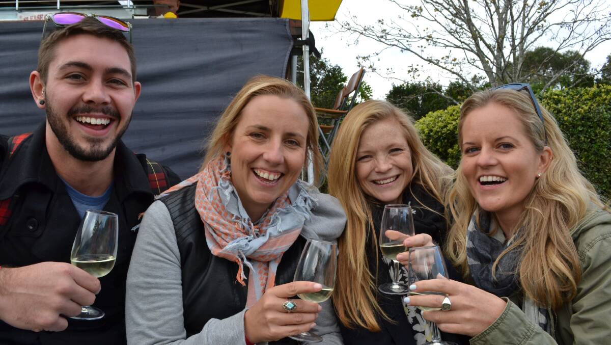 SAVE THE DATE: Be part of the fun at the Shoalhaven Coast Winter Wine Festival next month. Lloyd Meredith and Carla Hockrocket from Wollongong, Shae Arazny from Bulli and Kelswan Johnson from Kiama, pictured showing how it was done at last year’s festival.