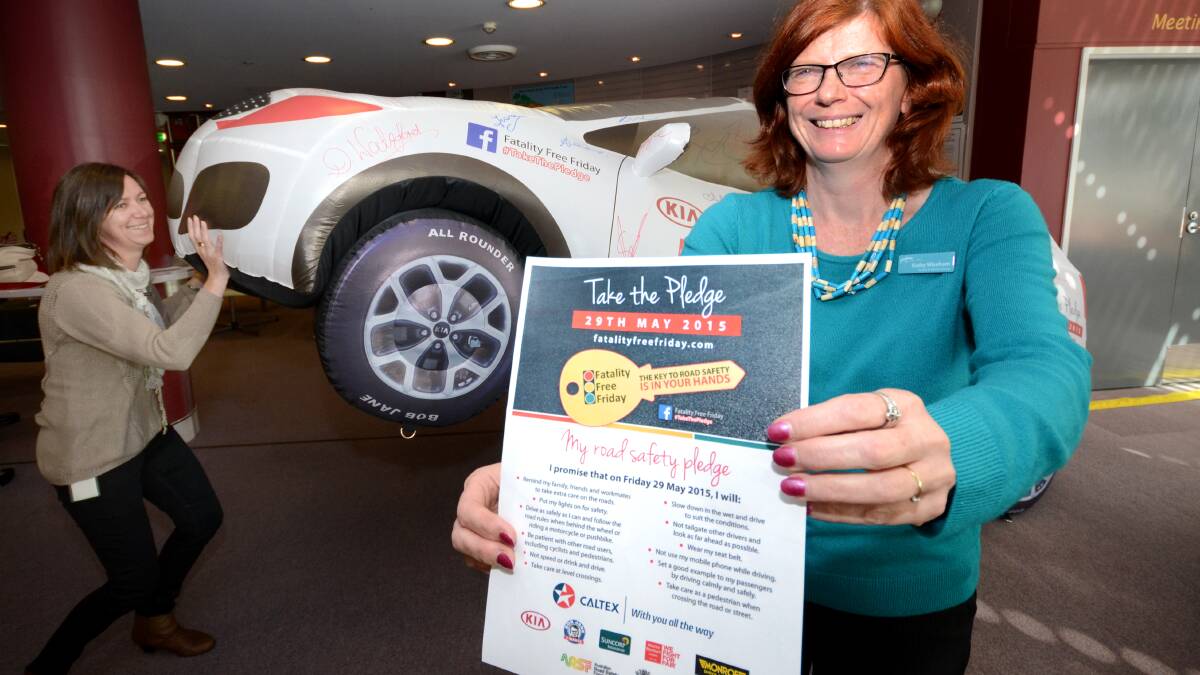 FATALITY FREE: Shoalhaven City Council road safety officer Kathy Wiseham encourages all motorists to take the Fatality Free Friday pledge.