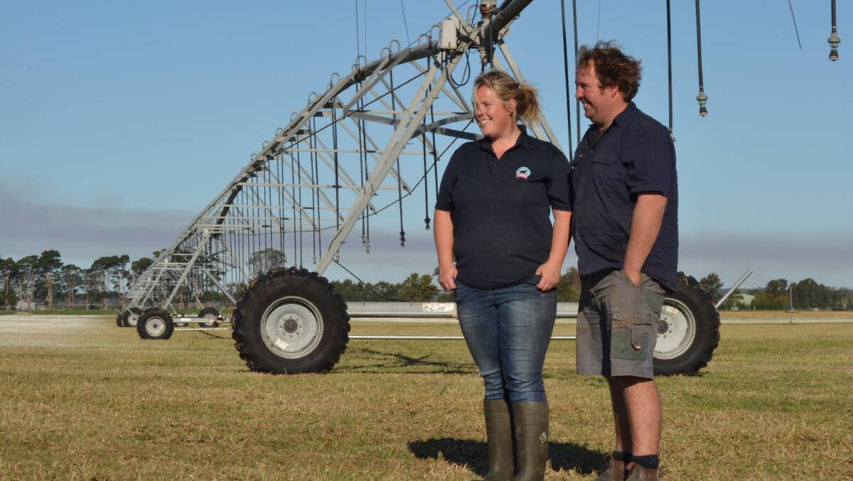 GOOD NEWS: Numbaa dairy farmers Hayley and Stewart Menzies rely on their irrigator. Access to more water will help in dry spells.