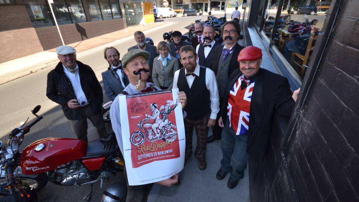 EASY RIDERS: Nigel Brooks, Paul Holtom, Debbie Grant, Alan Smith, Peter MacPherson, Phil Brown, Darren Rae, Ken Watson, Phil Favero, Keith Saunders and Michael Kohllepper dressed up to ride on Sunday.