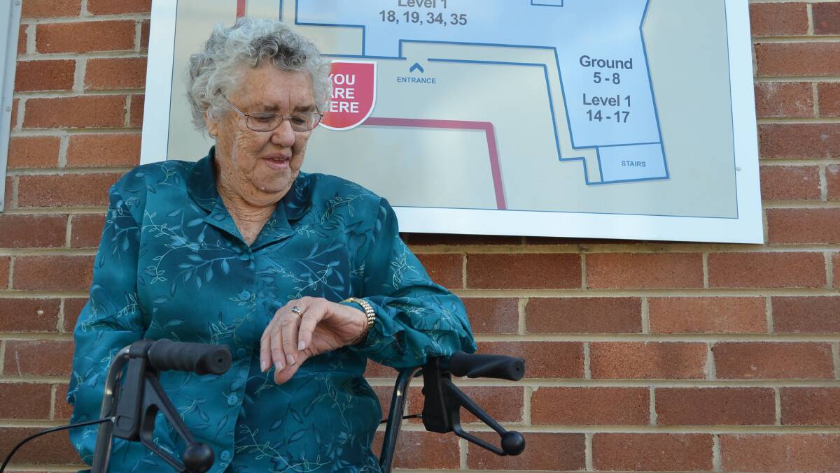 FRUSTRATED: June Barton was forced to walk over half a kilometre to her specialist appointment in last week’s torrential rain.