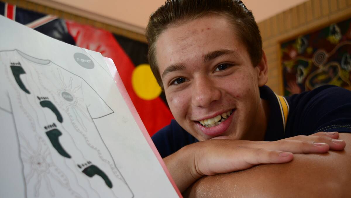 CREATIVE: Jayden Simms with an example of his drawing that earned him an arts scholarship.