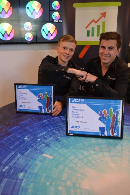 YOUTHFUL: Webics owners Matthew Ozolins and Ory Purhonen recently received the Junior Chamber International (JCI) Top Outstanding Young Persons Award 2014 in Sydney.