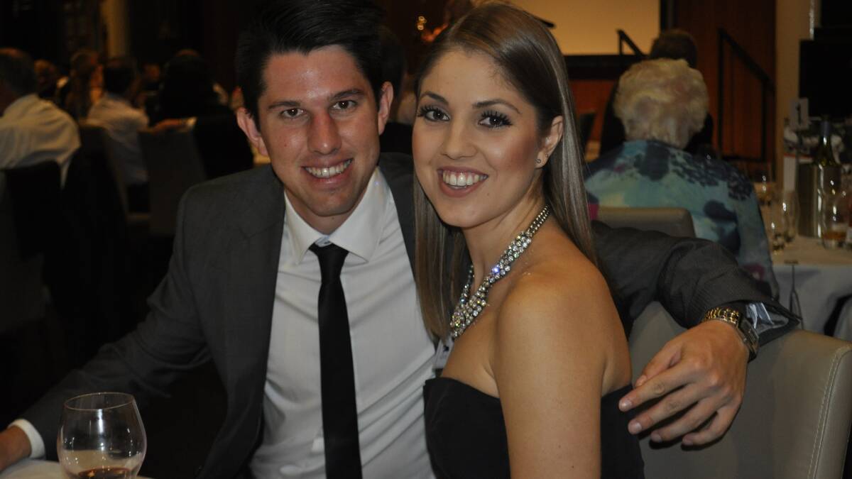 Ryan Smith, Transcontinental and Roxby Downs Sun, with girlfriend Hannah Gerace at the Country Press Awards 2014 held at the new Adelaide Oval. Photo: Joanne Fosdike.
