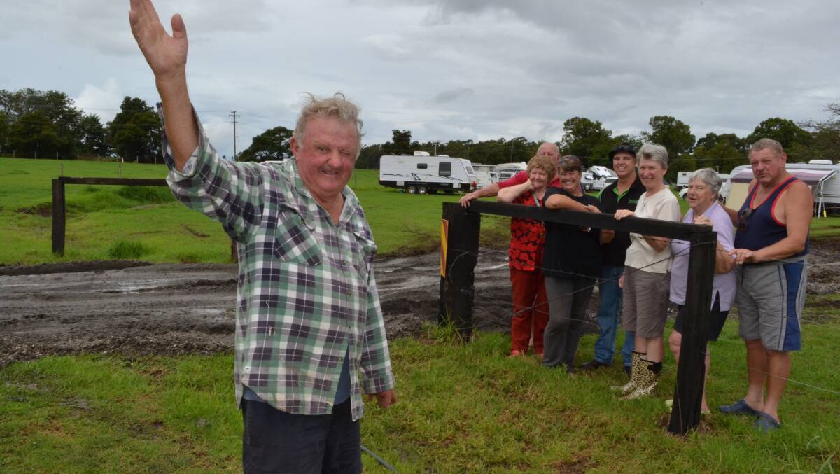 THE SHOW WILL GO ON: Despite the rain, Terara Country Music Campout organiser Owen Ison is determined this weekend’s event will go ahead. Mr Ison’s paddock has been converted into a mini village with visitors from far and wide including Ron and Ailsa Smith, of Rockhampton, Mandy and Darcy Gage, of Forbes, Gwenda McKean, of Sanctuary Point and Kathy and Russell Costello, of St Georges Basin.