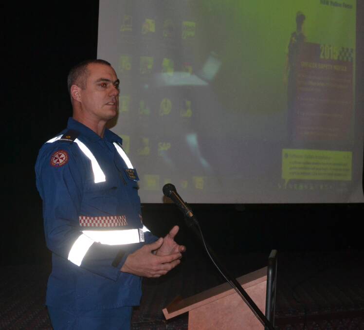 IN DANGER: Bomaderry ambulance paramedic Scott Styles speaks at the ice forum about the dangers he and his colleagues face on a daily basis.
