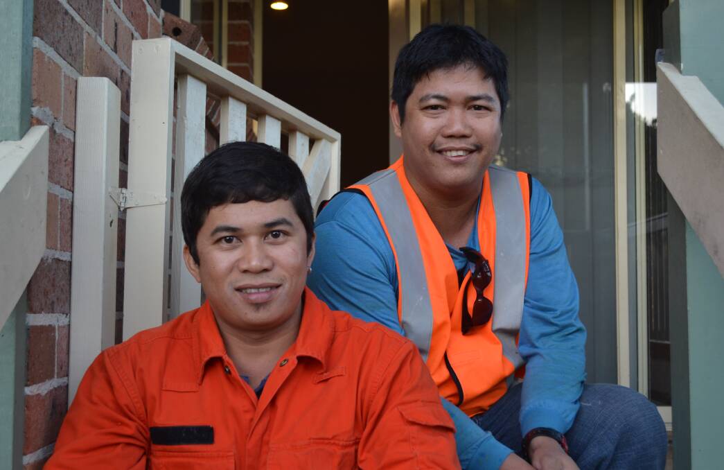 MOVEMENT RESTRICTED: Roberto Rosales and Alan Viña, two of the 16 Filipino workers contracted by Chia Tung to work at Manildra’s Bomaderry site.