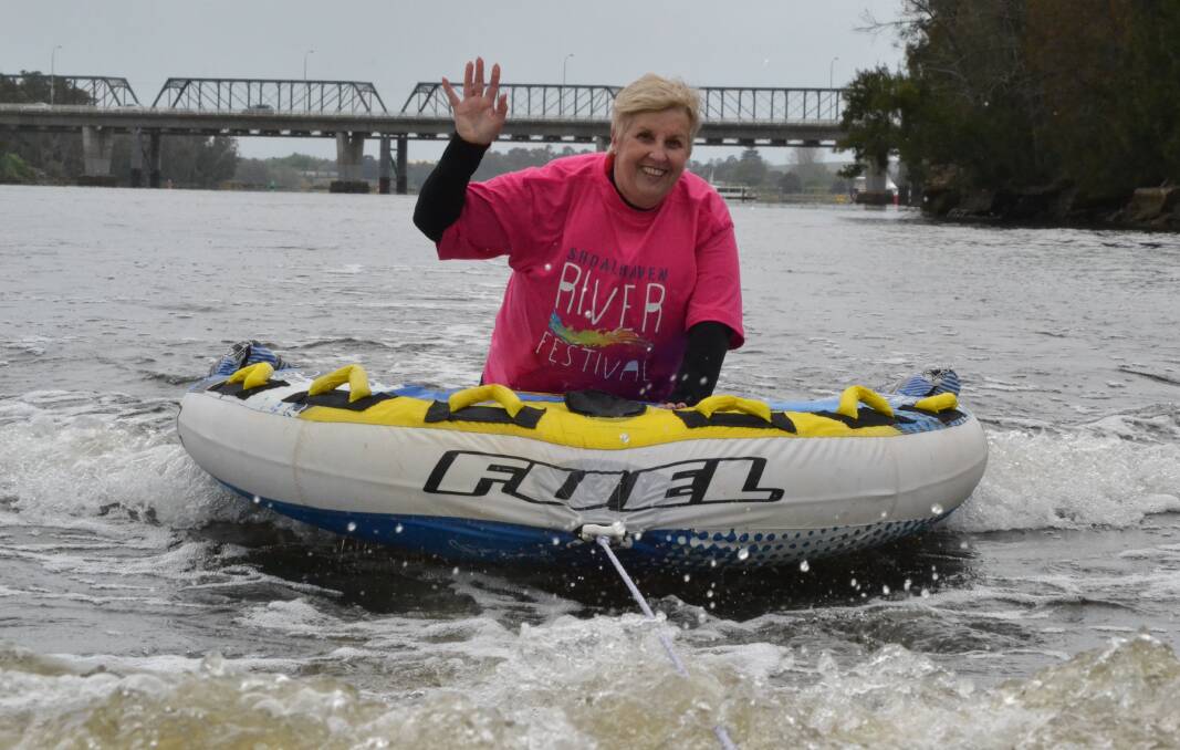 ONE FOR THE TEAM: Shoalhaven River Festival chairwoman Lynn Locke took to the Shoalhaven River on Monday afternoon to promote this weekend’s big festival event.