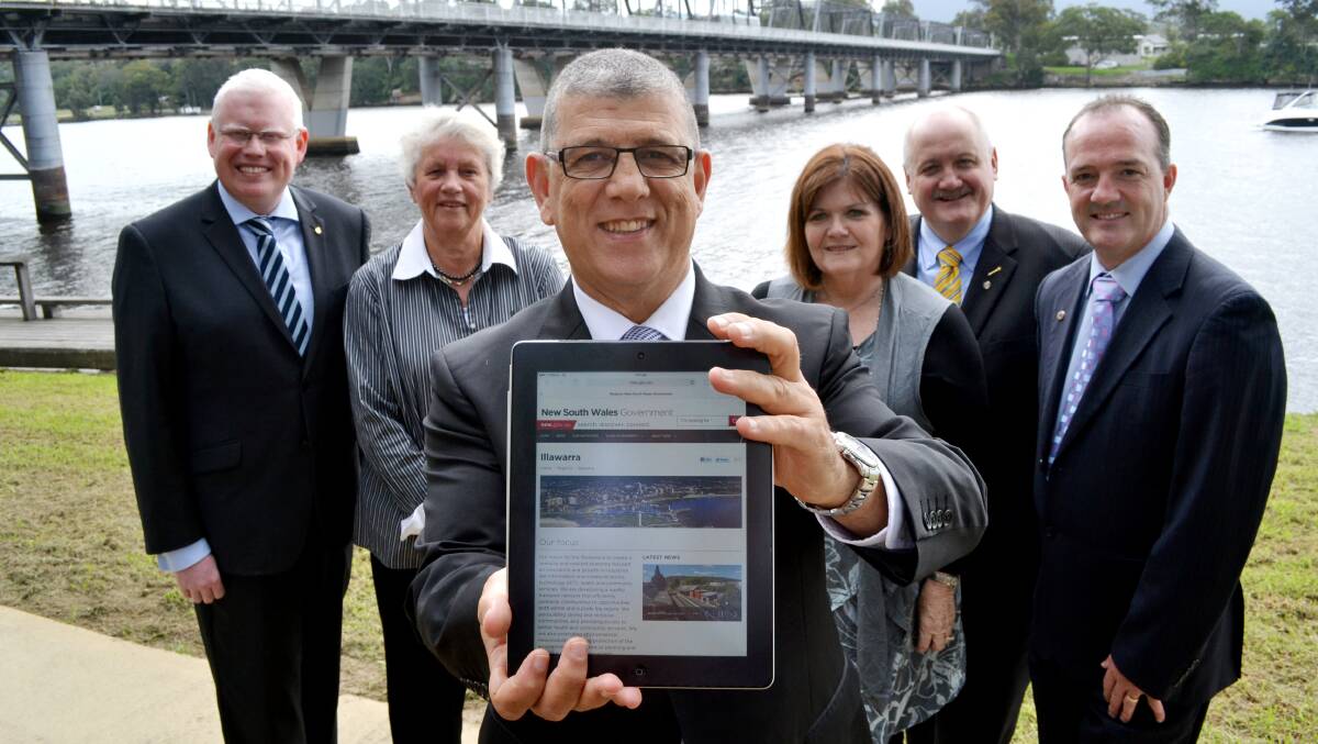 LOCAL LAUNCH: Member for Kiama Gareth Ward, Shoalhaven Mayor Jo Gash, Minister for the Illawarra John Ajaka, Member for South Coast Shelley Hancock, Member for Heathcote Lee Evans and Upper House Member Paul Green launched the official NSW Government Illawarra website in Nowra on Wednesday.