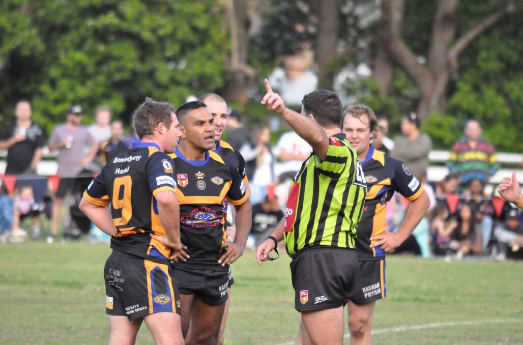 THE MOMENT: Nowra-Bomaderry halfback Geoff Johnson gets his marching orders.