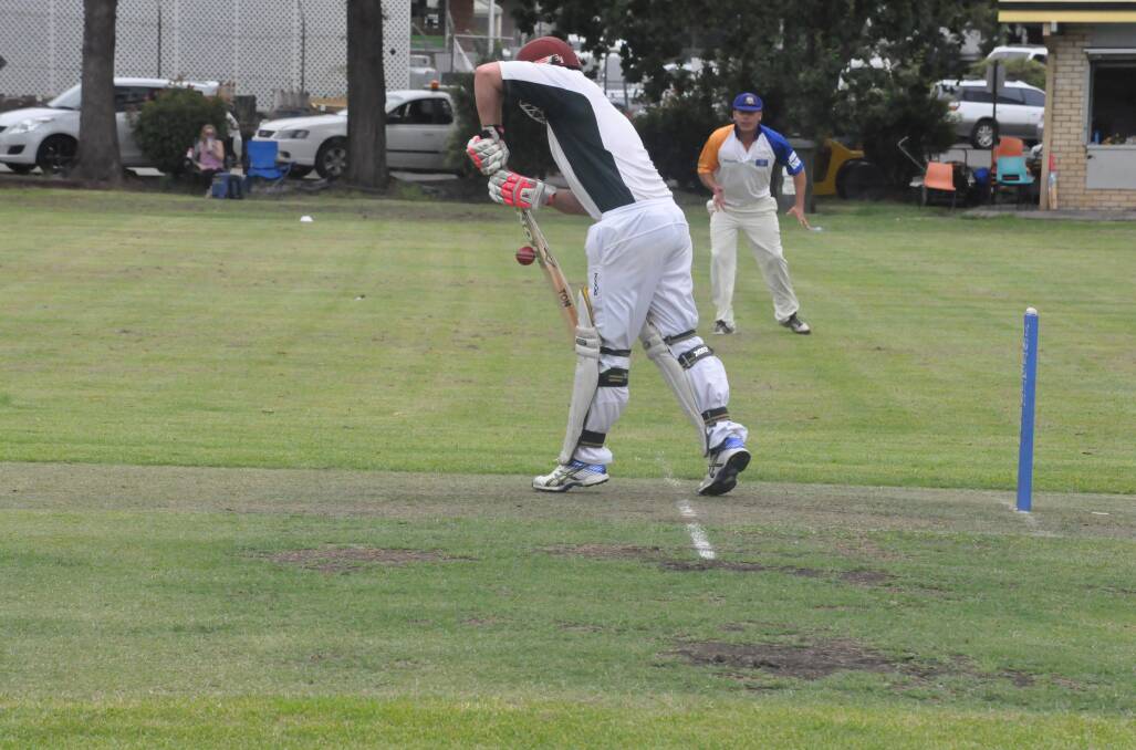 HARD WORK: Batsman like Nowra's Kurt Quinlan found runs hard to come by at Bomaderry Oval on Saturday.
