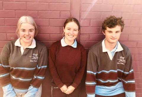 Year 12 students Tiana Coull, Erin Steeles and Jake Hickman. Photo: Supplied.