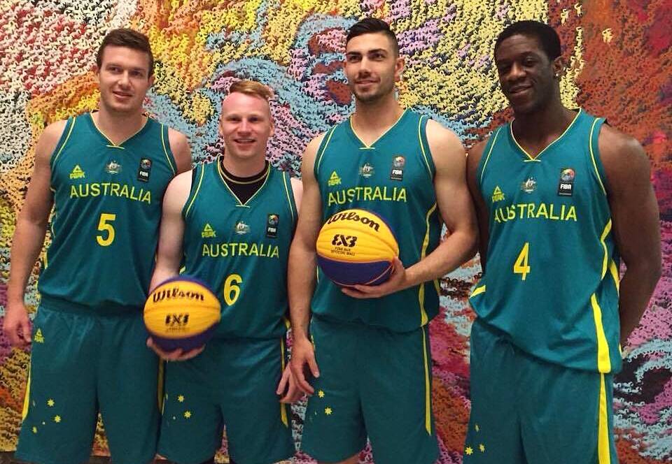 Darcy Harding (second from right) teamed up with Andrew Steel, Lucas Barker and Owen Odigie to bring home a bronze medal. Photo: FIBA
