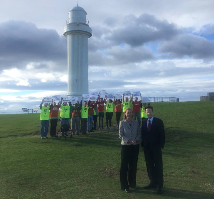 Sharon Bird and Stephen Jones with supporters at Flagstaff Hill. Picture: Supplied