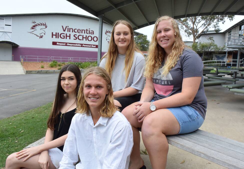 Josh Hawker, Leah Mercier, Suzie Glenday and Rhianna Brown are happy with the HSC results 