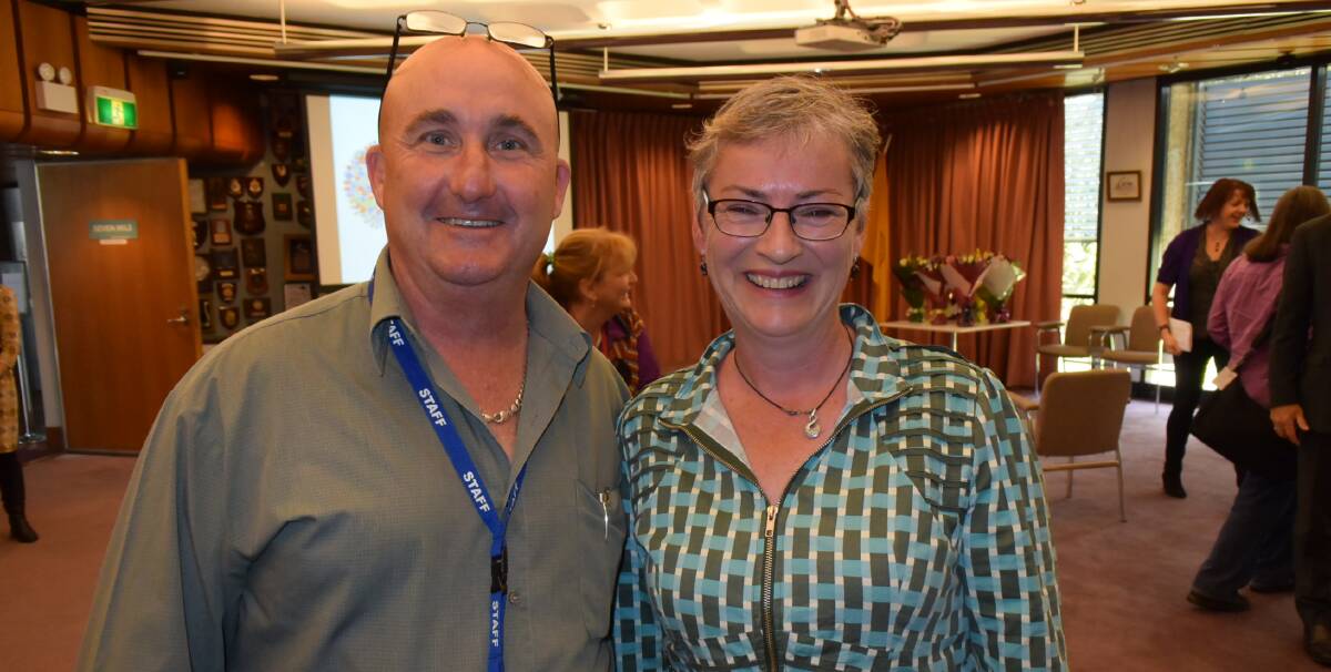 PLAY A ROLE: David Simister (John Purcell House ) with Mayor of Shoalhaven City Councillor Amanda Findley at the anti poverty event at council.