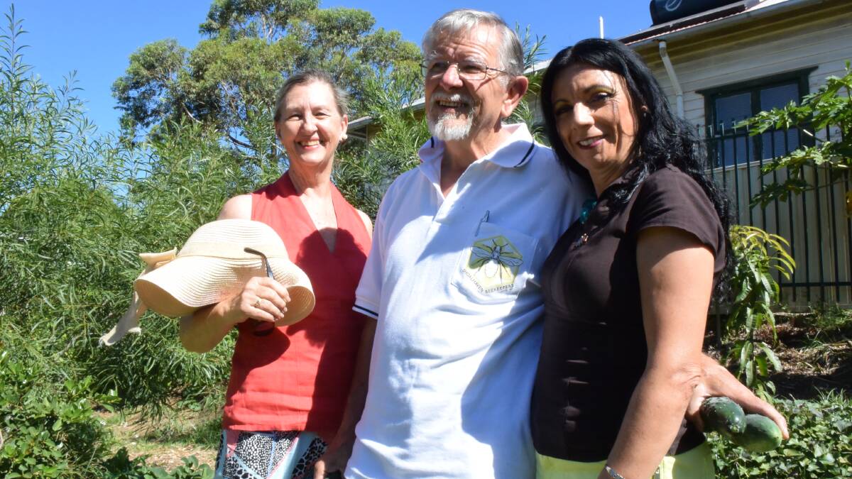 GROWS ON YOU: Victoria Maudson, Ron Witzs and Shoalhaven City Council’s Councillor Nina Cheyne at the Nowra East Primary School Permaculture Garden.