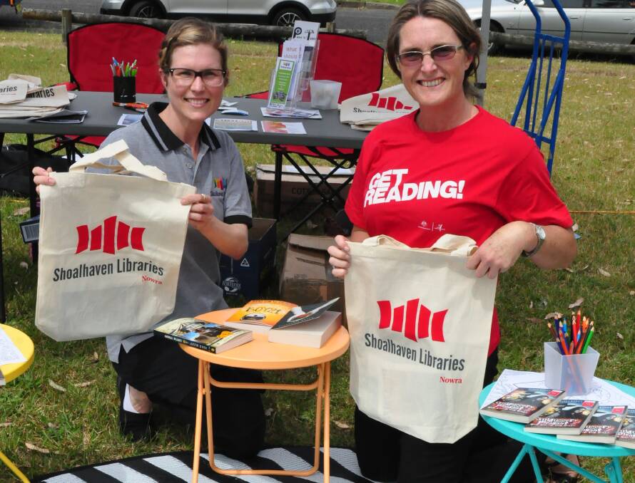 WELL READ: Gemma Luxford and Nicole Lonesborough from Shoalhaven Libraries at the Prosperity in the Park event.