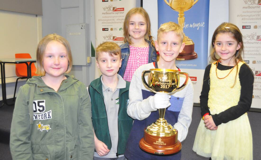RACE CALL: Maddison Jackson, Ethan Smith, (back row) Susanna Royal, Owen Cockburn and Elise Gallagher can say they got close to the famous cup.