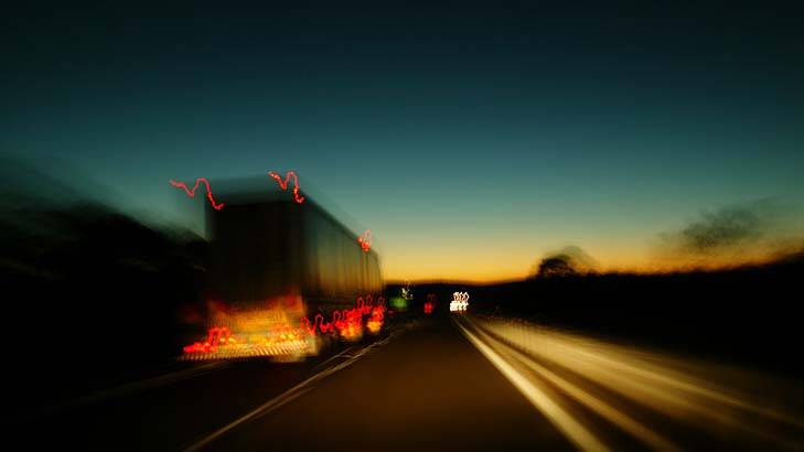 High chance of crashing: The rate of accidents involving trucks could fall if fewer long-haul truck trips were scheduled during early hours. Photo: Andrew Quilty
