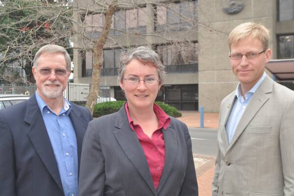 GREEN MACHINE: Greens candidates at the coming council election – Terry Barratt, Amanda Findley and Justin Field.