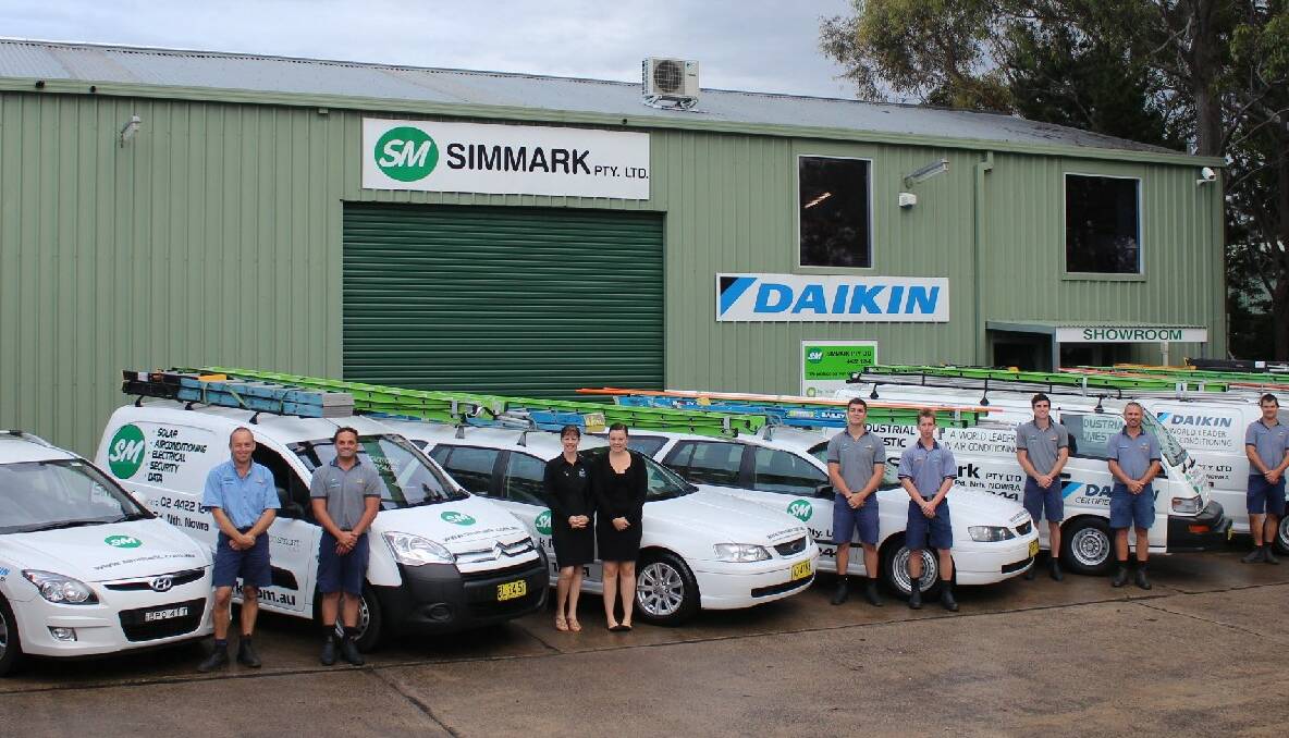 Members of the Simmark team; Ian Wilson, Nick Brown, Dee-Anne Simms, Kacey Kelly, Jamie Kadwell, Will Rawlinson, Terry Cocks, Wayne Parrott, Tom Newton and Mark Simms at the North Nowra business.