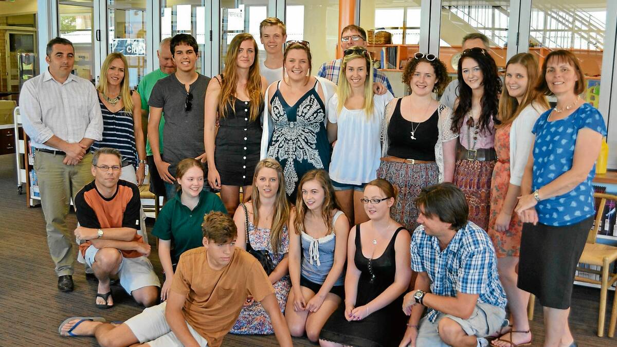 GET-TOGETHER: Nowra Anglican College students celebrate their ATARS with their teachers at a morning tea on Wednesday.