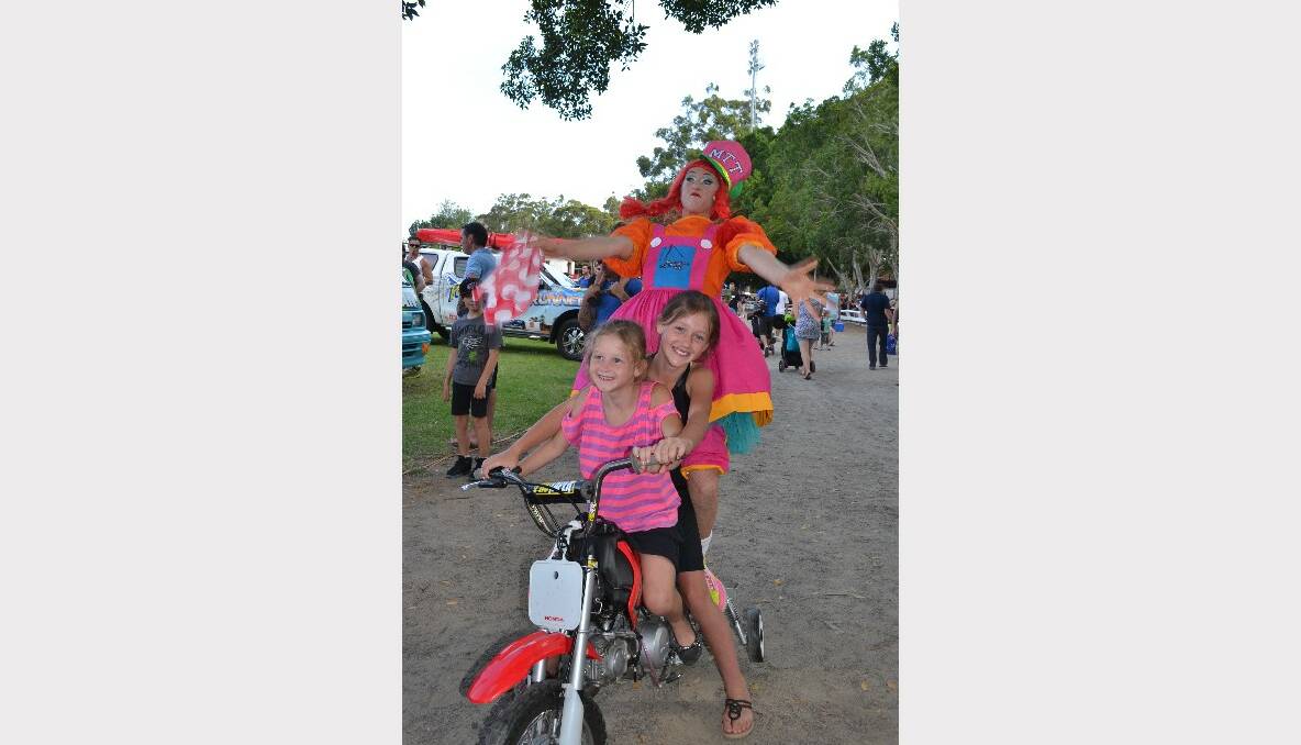 BIKER GALS: Elizabeth and Grace Lowe from North Nowra test out a bike at the Monster Trucks Family Spectacular