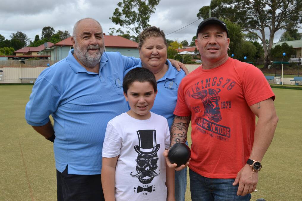 FUN TIMES: Ernie Payne from Bomaderry, William White Everingham from Worrigee, Jenny Payne from Bomaderry and Peter White from Worrigee at the Nowra Bowling Club 100th Anniversary on Sunday.