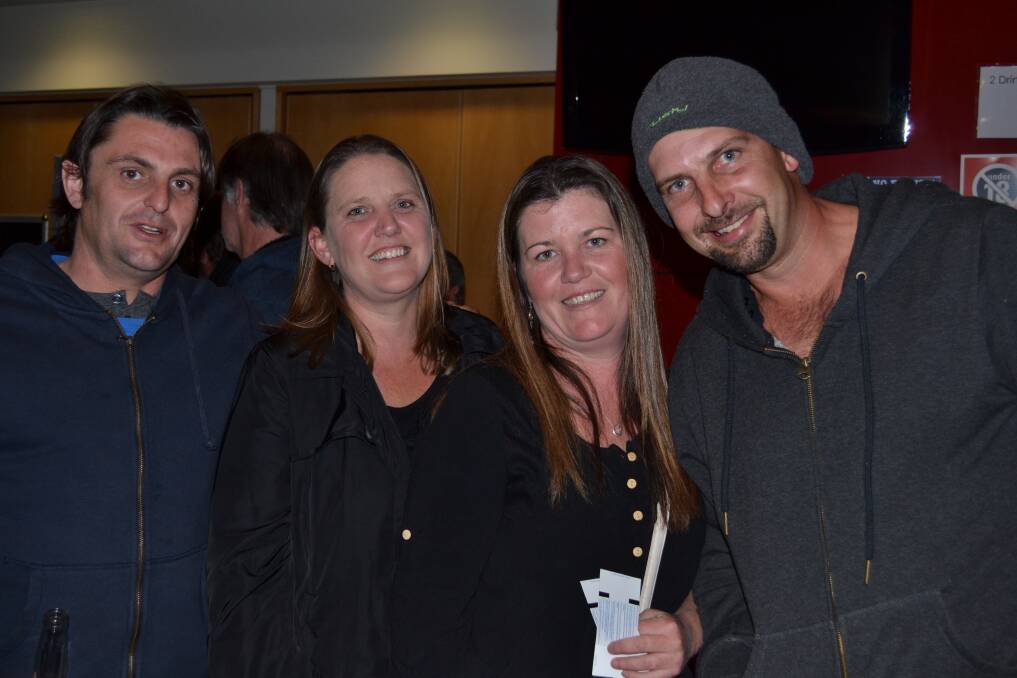LAUGHING: Rob and Shannon Matthews from Basin View with friends Kristie Langford from Sanctuary Point and Danny Eccles from St Georges Basin share a few laughs together at the Diesel concert at the Shoalhaven Entertainment Centre on Saturday night.