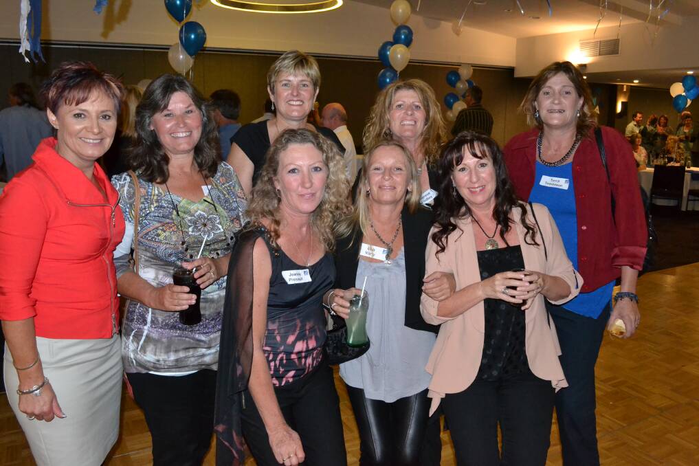 REUNION: (back) Tracey (Makin) Bryant from Nowra Hill, Joanne (Boardman) Paquette from Vincentia, Jenny (Tyrrell) Durante from Vincentia, Terese (Findley) Workman from Huskisson, Terril Tomlinson from Mulumbibmy with (front) Joanne (Sullivan) Presnell from Albion Park, Debbie Varty from Queensland and Melinda Lee from Nowra catch up at the Nowra High School 50th birthday reunion at Bomaderry Bowling Club on Saturday night.
