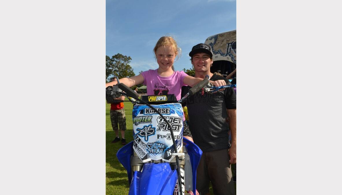 MOTORCROSS: Lilli Fryar from Nowra with Callum Shaw from Boonah at the Monster Trucks Family Spectacular