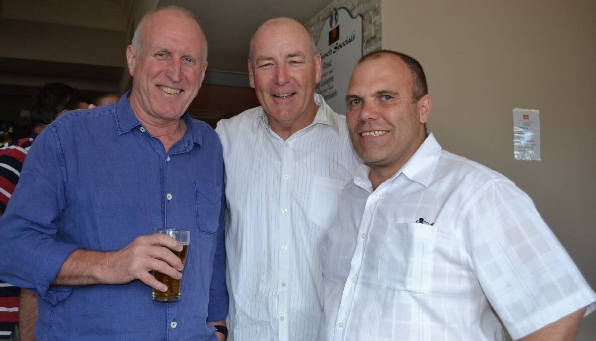 Mike Hogan, Glen Armstrong and Peter Delgado at the Albatross Rugby reunion.