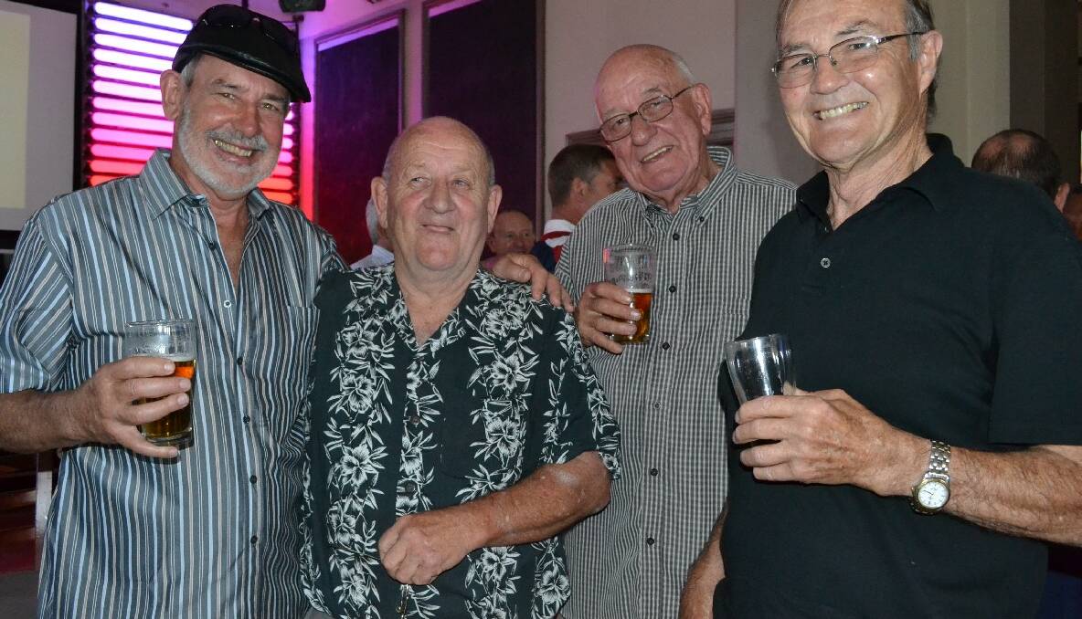 John Bignell, Jesse James, Dave Simpson and Wally Rothwell at the Albatross Rugby reunion at the Postman’s Tavern.