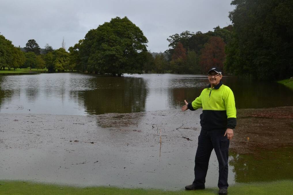 Nowra Golf Course, more like an inland sea course superintendent Maurie Snell with his new water hazard