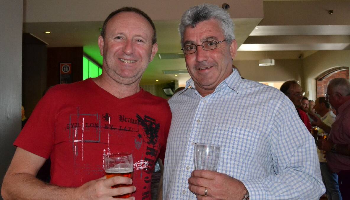 Local AFL legends Duane Unwin and Rob McNeil, who also turned out for the odd match for Albatross bravely flew their flag at the Albatross Rugby reunion.