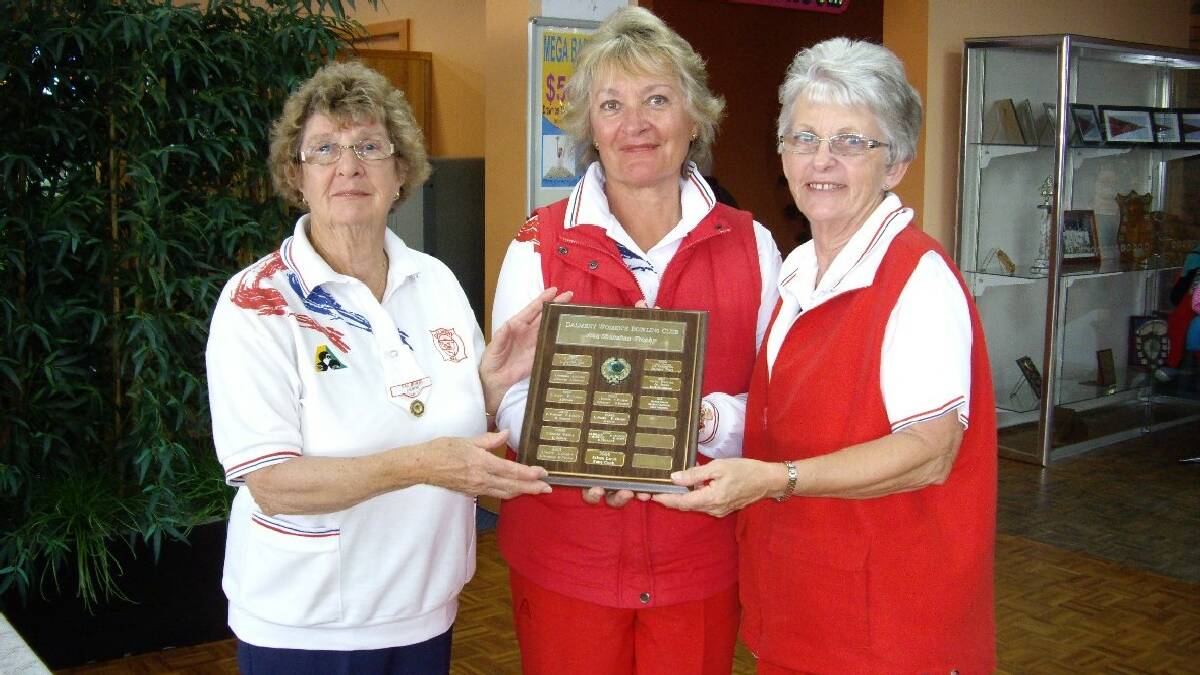  DALMENY: Winners of the Joan Shanahan Trophy for 2013 Val Howie, Ina Peady and Maureen McKenzie from the Dalmeny Women’s Bowling Club.