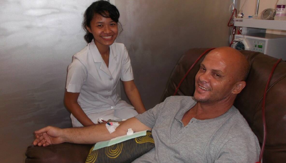 TUROSS: Troy Stever receiving life-saving treatment for Lyme disease at the specialist clinic at Kuta, Bali.