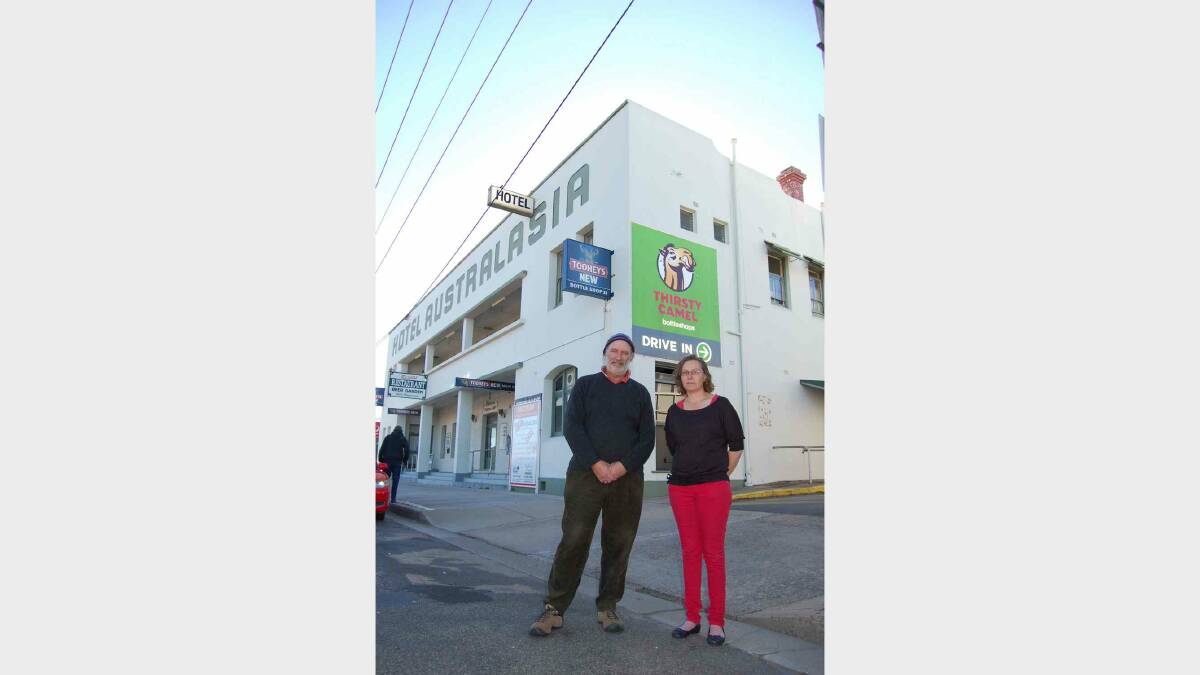 EDEN: Eden carpenter Peter Whiter and historian Angela George, pictured outside the Hotel Australasia, were among those fighting to include the 109-year-old pub on Bega Valley Shire Council’s Comprehensive Local Environment Plan.