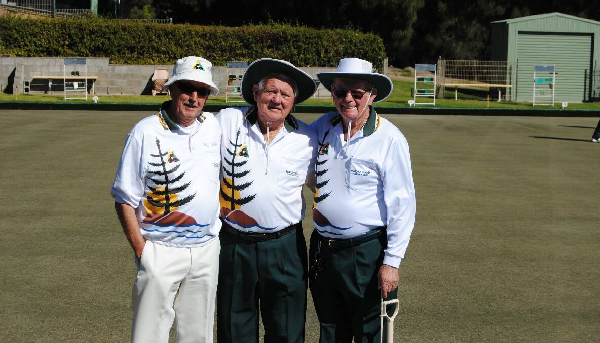 TUROSS: Tuross Head bowlers Reg Endal, Werner Kalweitt and Ron Cox on the green.