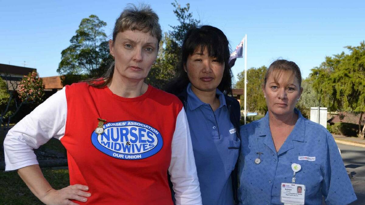 PAMBULA: Pambula District Hospital nurses want to see staff numbers increased for better quality patient care, from left nurses Suzanne Reynolds, Sayaka Sakiyama and Kathryn Doherty.