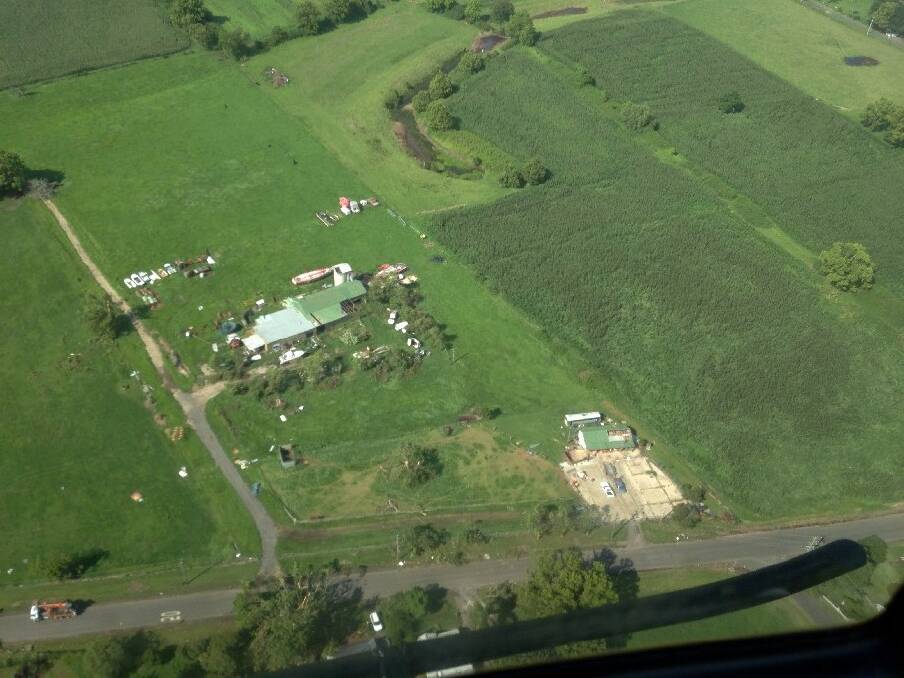 The Shoalhaven storm damage as seen from the helicopter of Bolong residents Max and Denise Cochrane.  