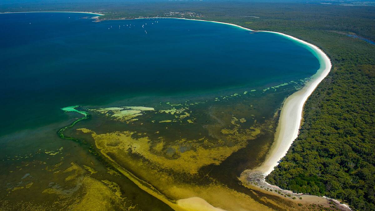 CONCERN: Environmental groups are calling on communities to be active and aware of changes to marine parks. Jervis Bay Marine Park photographed from the air by former chairman of the Jervis Bay Marine Park Advisory Committee and local spokesman for the Nature Conservation Council Attila Kaszo.