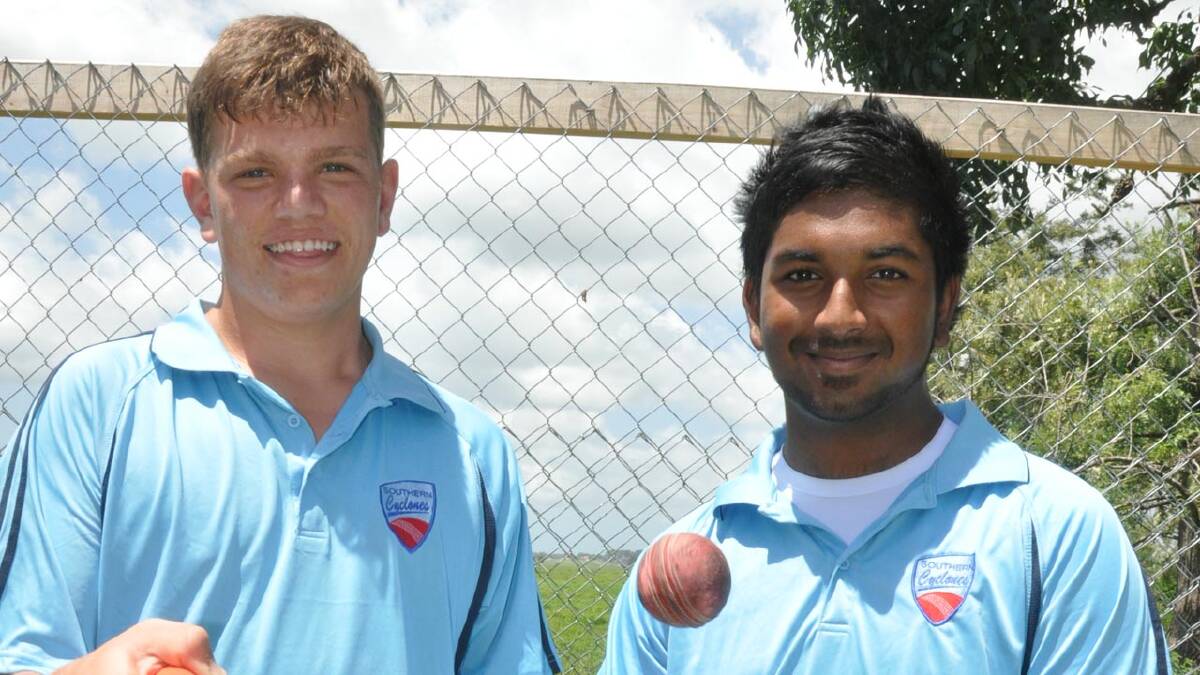 BEST MATES: Shoalhaven’s Adam Ison and Goulburn’s Chris Rajapakshe before they went to represent Southern Zone in Maitland for the Bradman Cup.