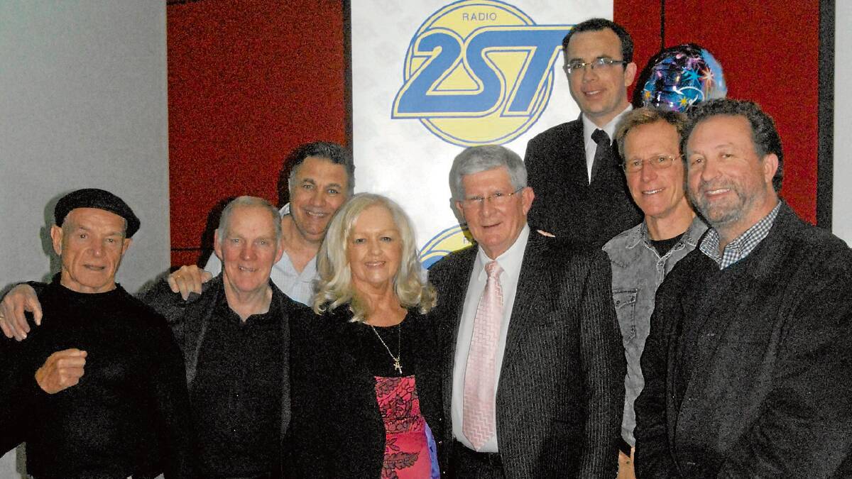 GOOD FRIENDS: Sharing stories and some great memories are Denise Cherry, Graham Cron, David Rogerson, Wendy Gee, John Summerton, Nick Lowther, Lance Johnson and Graeme Day at a farewell party at the Shoalhaven Entertainment Centre.