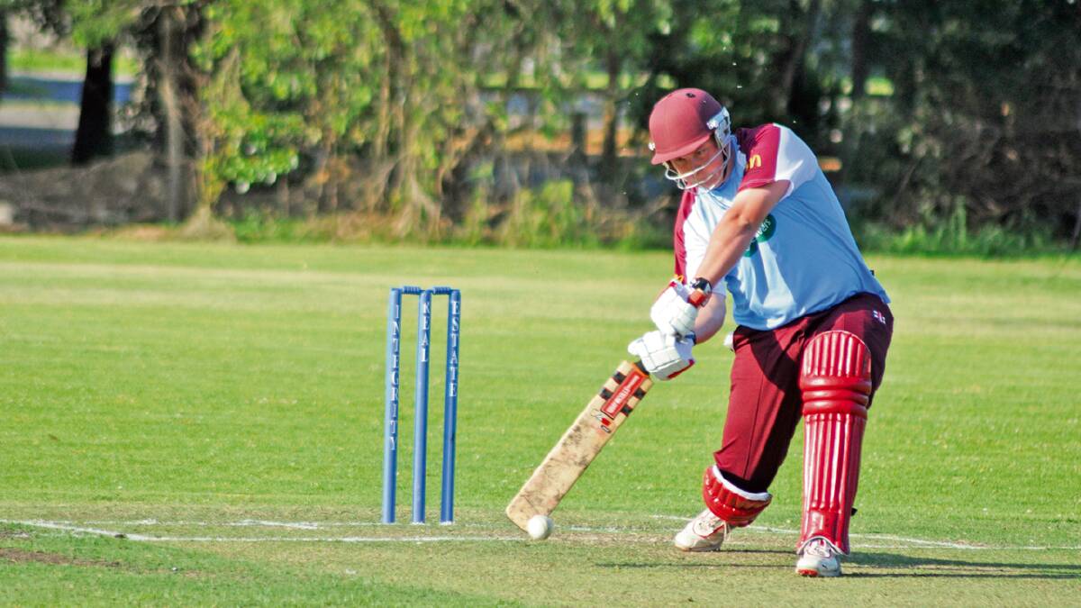 FIRST WIN:  Some late hitting from Sam Austin helped North Nowra-Cambewarra to their total of 9/145, which was just enough to secure their first win against Bomaderry. 	Photo: PATRICK FAHY